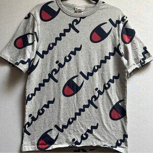 Champion Heritage Athletic Apparel Tee AOP Spellout Logo Sz M